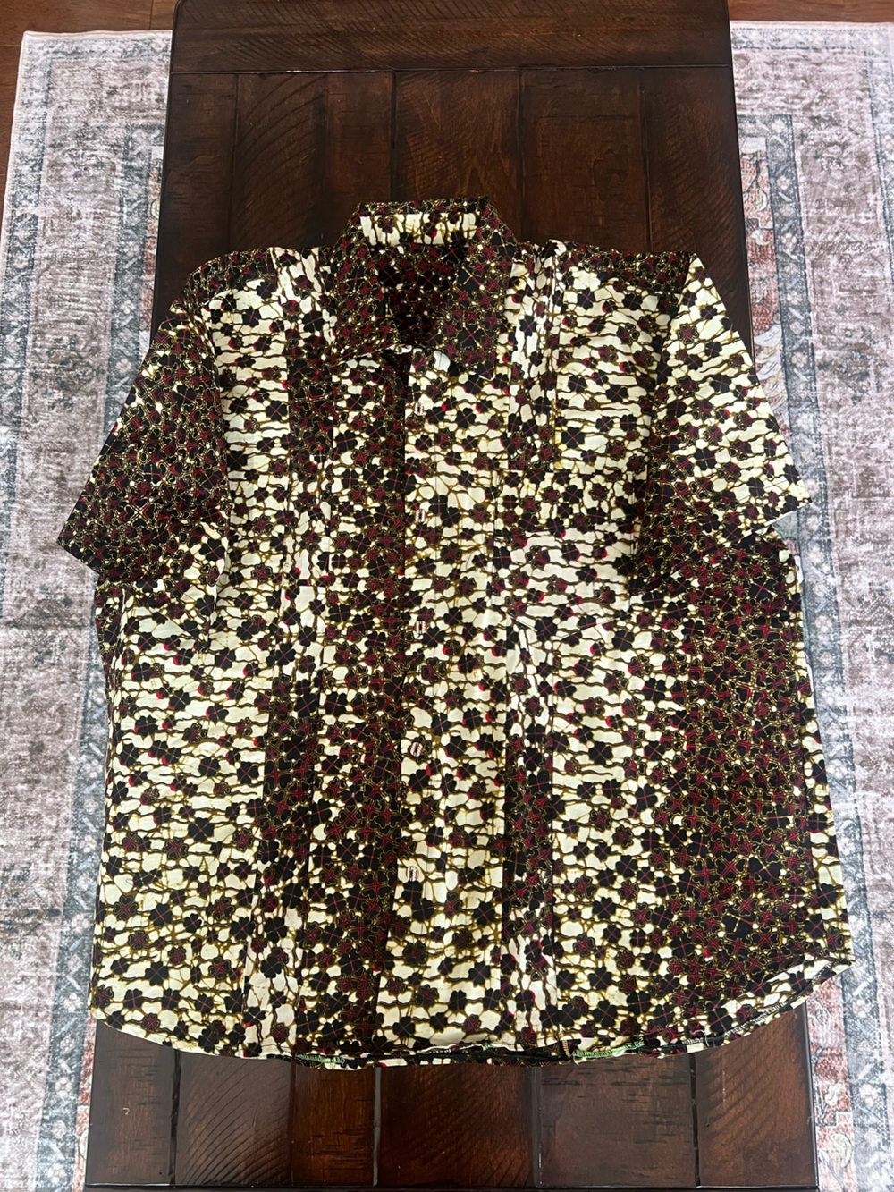 Custom Tailored DRC African Print Men’s Shirt XL Short Sleeve